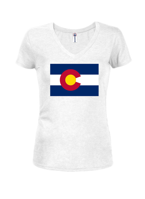 Colorado State Flag Juniors V Neck T-Shirt