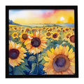 Kansas Sunflowers in Watercolor Framed Metal Print DAC1653MFP88