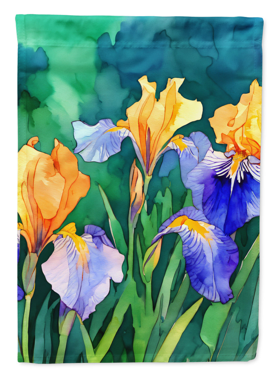 Tennessee Iris in Watercolor House Flag Large Porch Sleeve Pole Decorative Outside Yard Banner Artwork Wall Hanging, Polyester, House Size, Multicolor