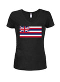 Hawaii State Flag Juniors V Neck T-Shirt