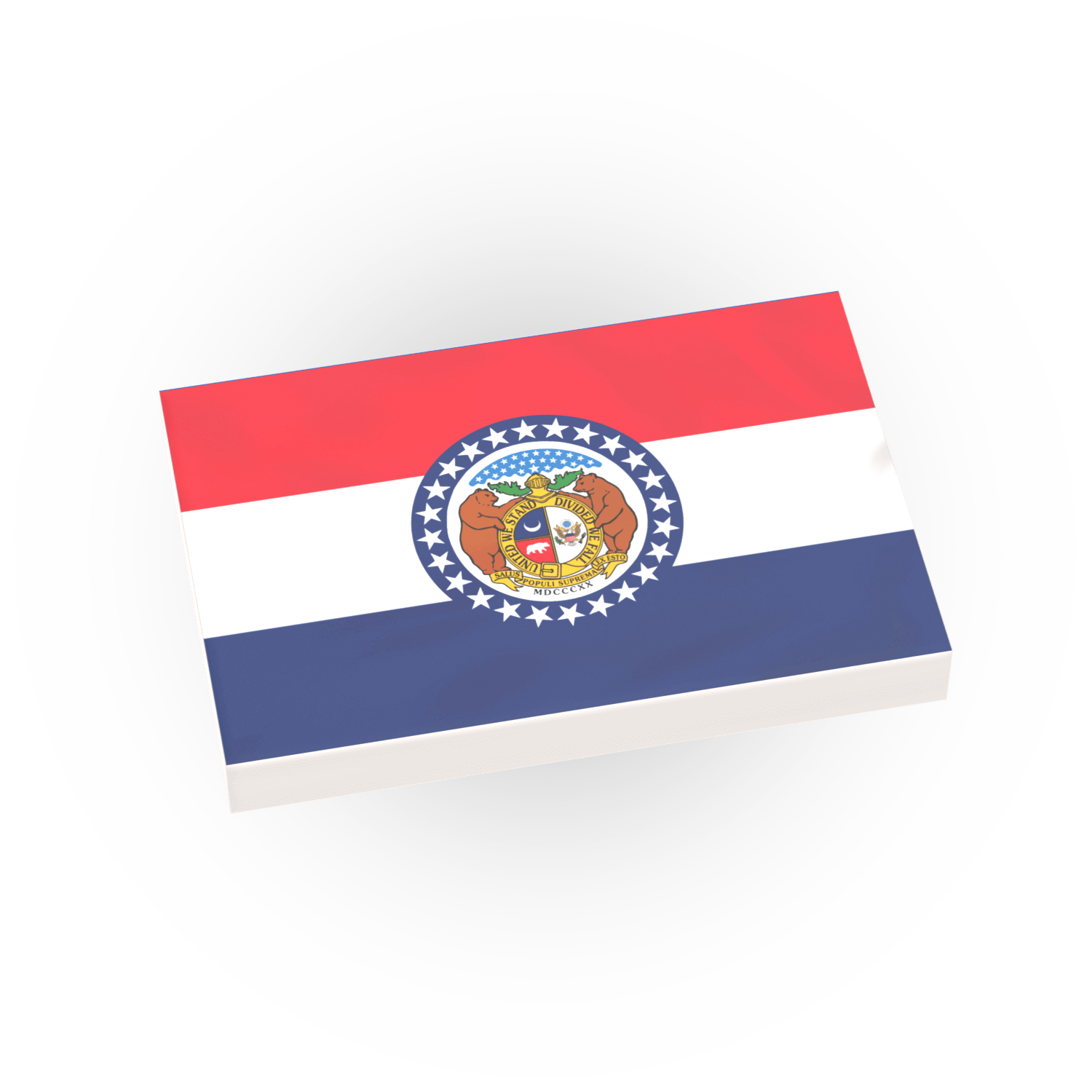 Missouri State Flag - Minifig Scale - Custom Printed - 2x3 Tile Made using a LEGO® Tile