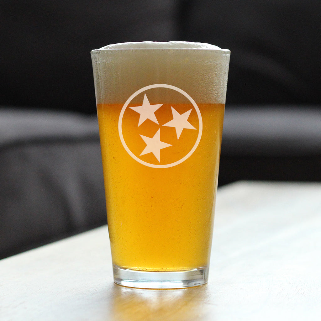 Tennessee Flag Pint Glass for Beer - State Themed Drinking Decor and Gifts for Tennessean Women & Men - 16 Oz Glasses