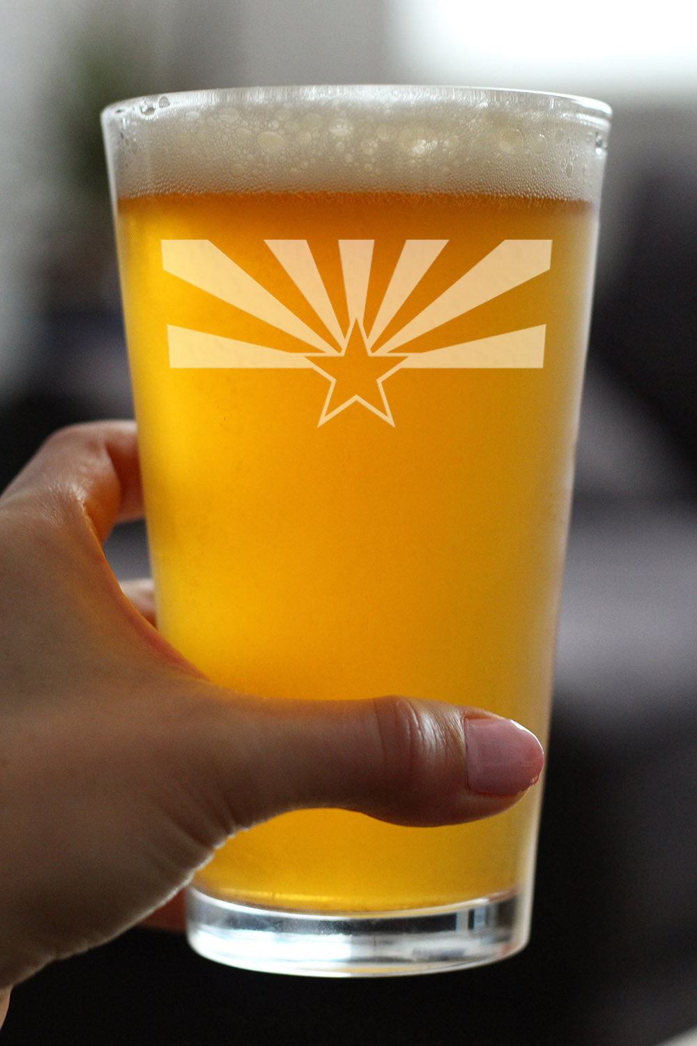 Arizona Flag Pint Glass for Beer - State Themed Drinking Decor and Gifts for Arizonan Women & Men - 16 Oz Glasses