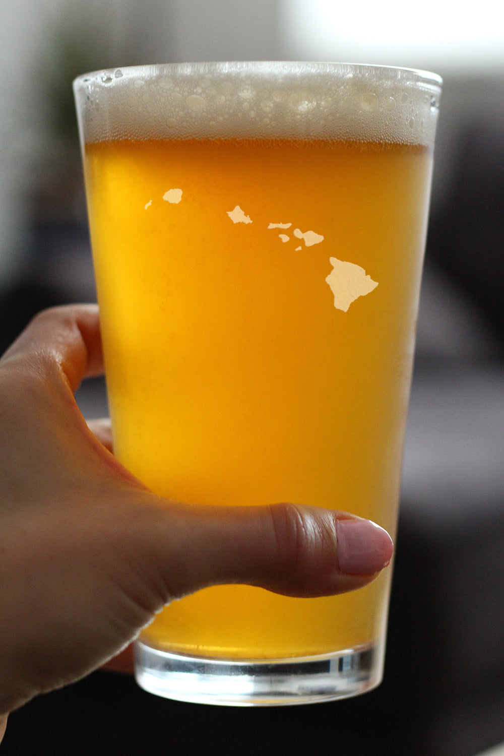 Hawaii State Outline Pint Glass for Beer - State Themed Drinking Decor and Gifts for Hawaiian Women & Men - 16 Oz Glasses