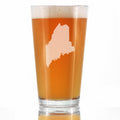 Maine State Outline Pint Glass for Beer - State Themed Drinking Decor and Gifts for Mainer Women & Men - 16 Oz Glasses