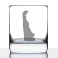 Delaware State Outline Whiskey Rocks Glass - State Themed Drinking Decor and Gifts for Delawarean Women & Men - 10.25 Oz Whisky Tumbler Glasses