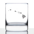 Hawaii State Outline Whiskey Rocks Glass - State Themed Drinking Decor and Gifts for Hawaiian Women & Men - 10.25 Oz Whisky Tumbler Glasses