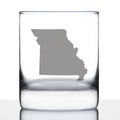 Missouri State Outline Whiskey Rocks Glass - State Themed Drinking Decor and Gifts for Missourian Women & Men - 10.25 Oz Whisky Tumbler Glasses