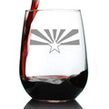 Arizona Flag Stemless Wine Glass - State Themed Drinking Decor and Gifts for Arizonan Women & Men - Large 17 Oz Glasses