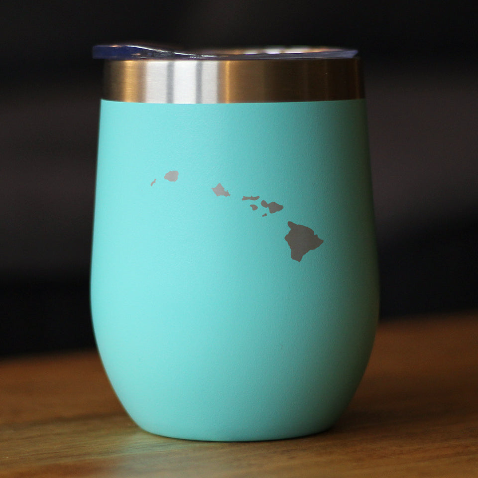 Hawaii State Outline - Wine Tumbler