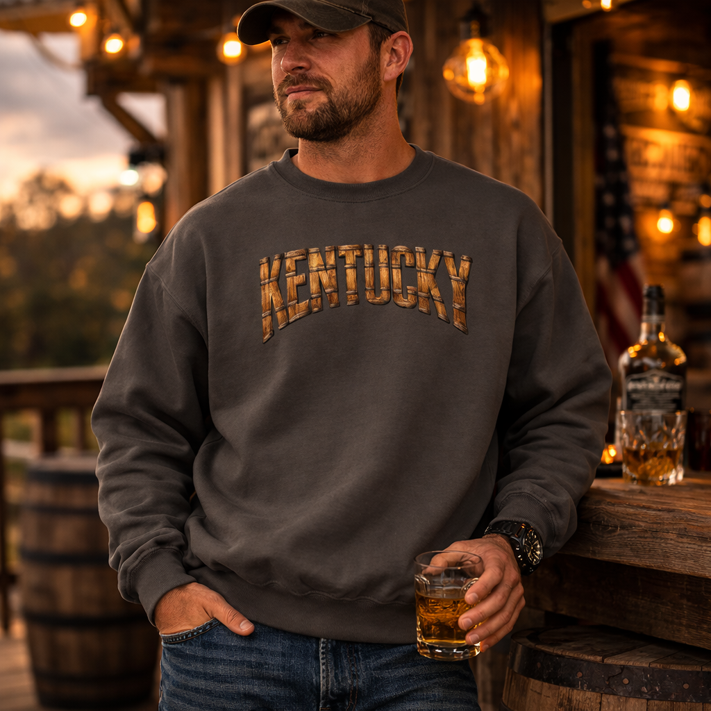 Kentucky Bourbon Sweatshirt | Barrel Text Design | Cozy Fit