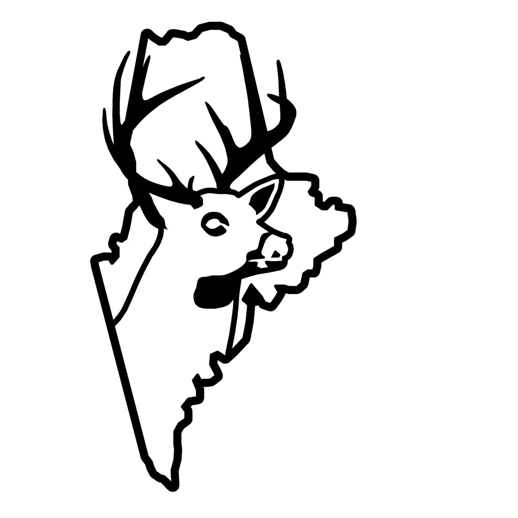 Maine Deer Hunting Decal – State Outline Vinyl Sticker DSME1