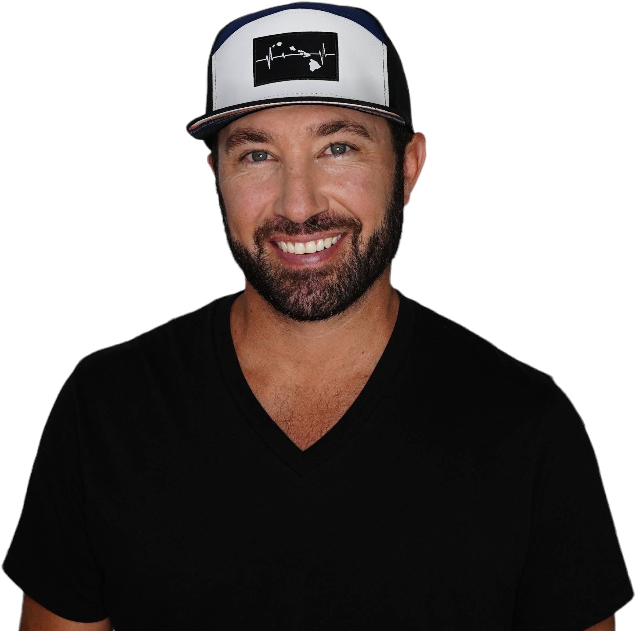 Hawaii Hat - Flat Bill - Black / White / Navy - Laser Mesh