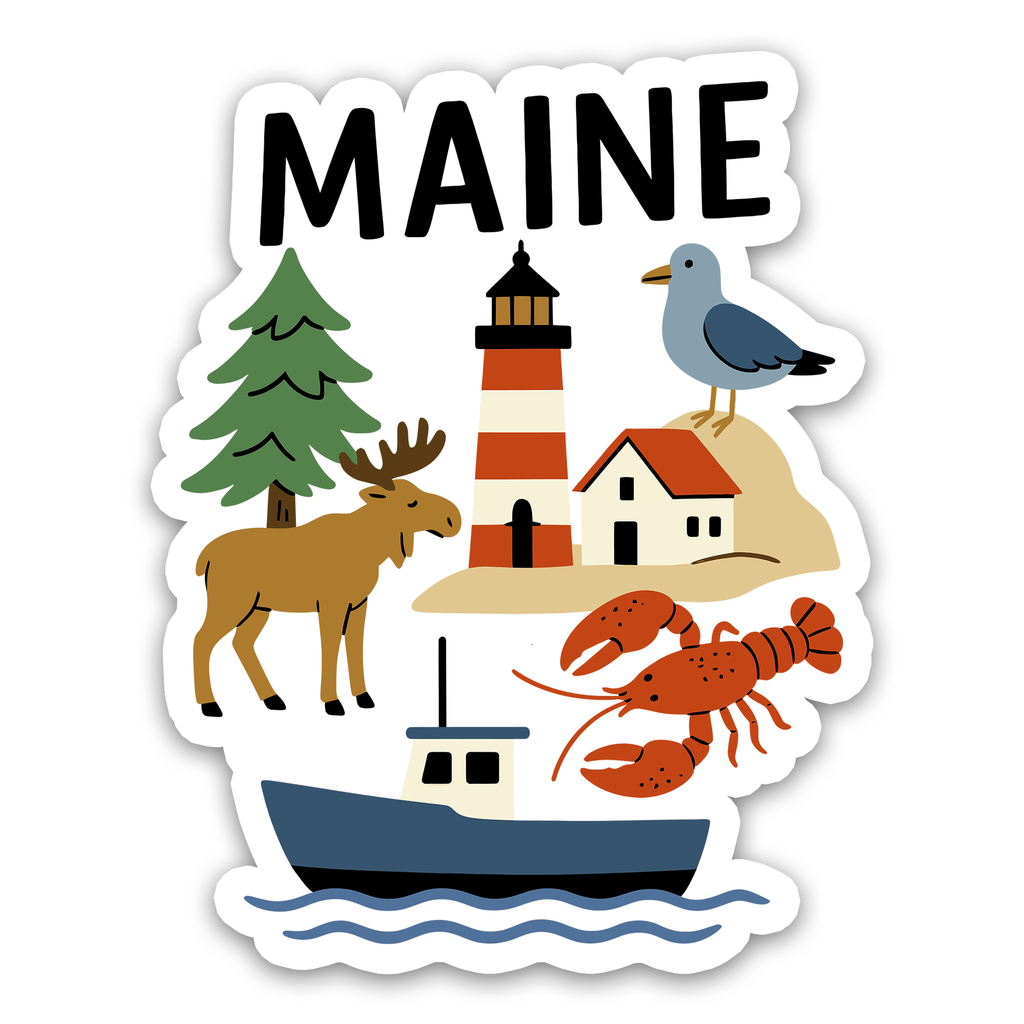 Maine State Icons Sticker