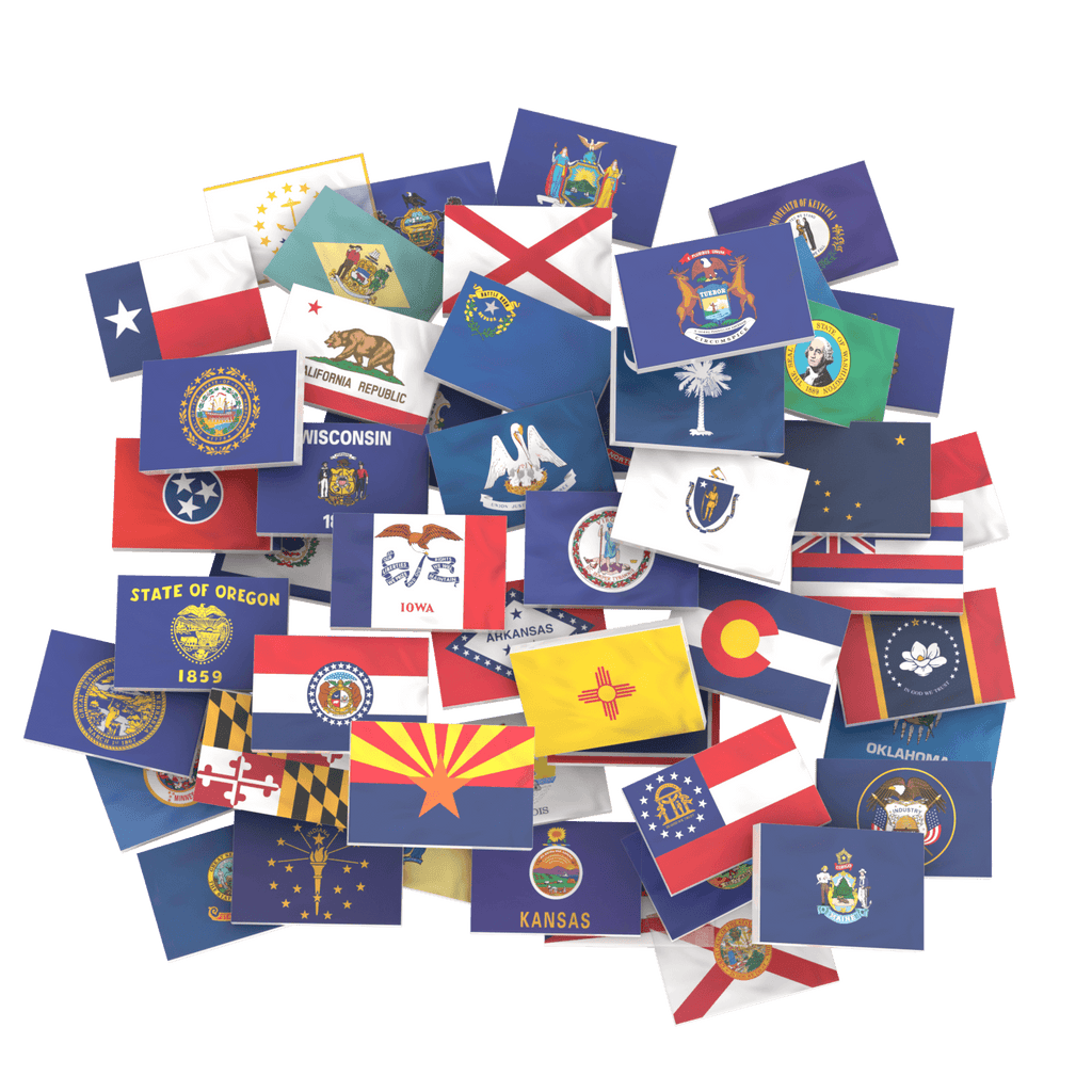 50 State Flags Pack - USA State Flags - Custom Printed 2x3 Tile - Made Using LEGO® Parts