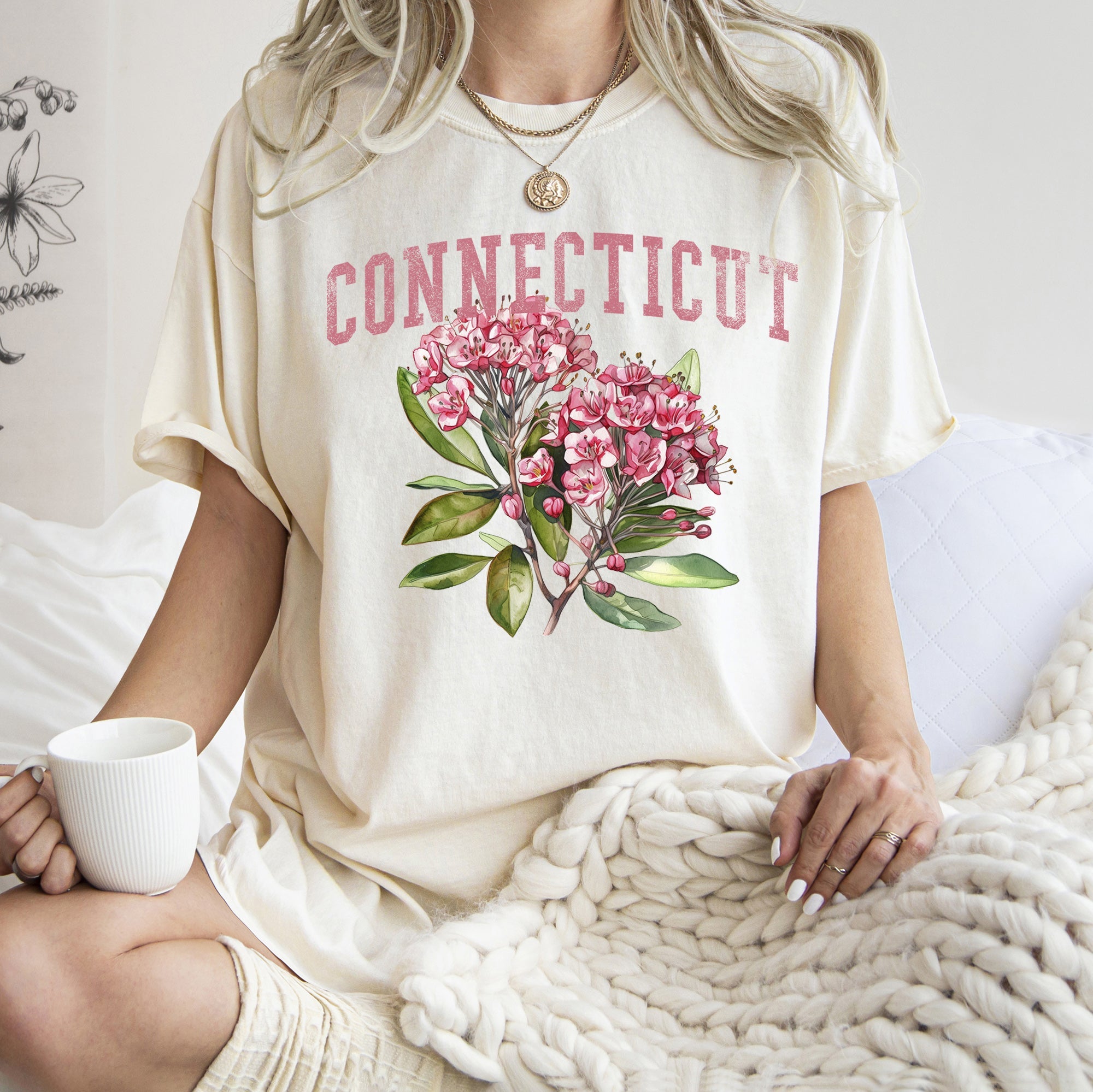 Connecticut State Flower Comfort Colors Tshirt